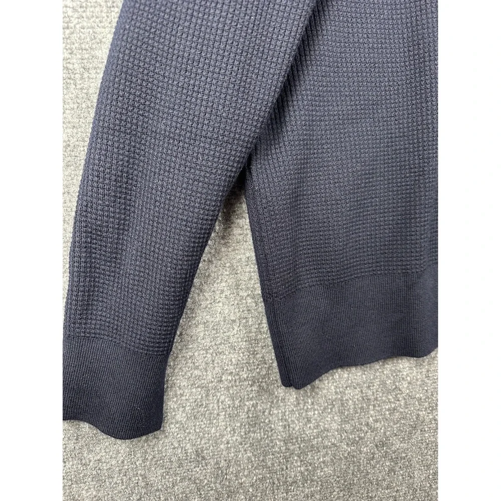 Banana Republic Mens Merino Wool Waffle Knit Sweater Polo XL Navy Blue Office